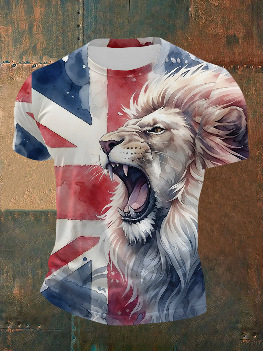 Men's UK Patriotic Flag Printed Short Sleeve T-shirt