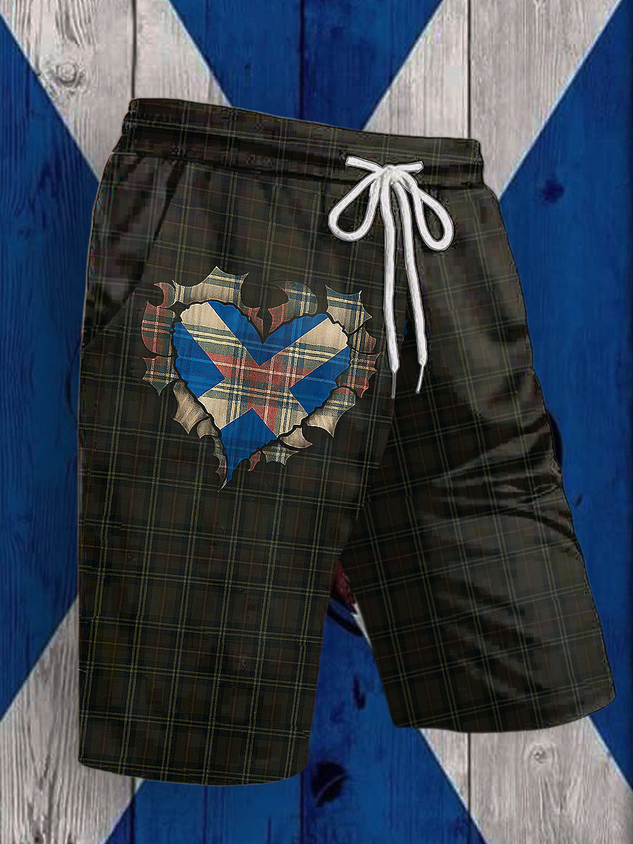 Men's Scotland Tartan Printed Drawstring Shorts