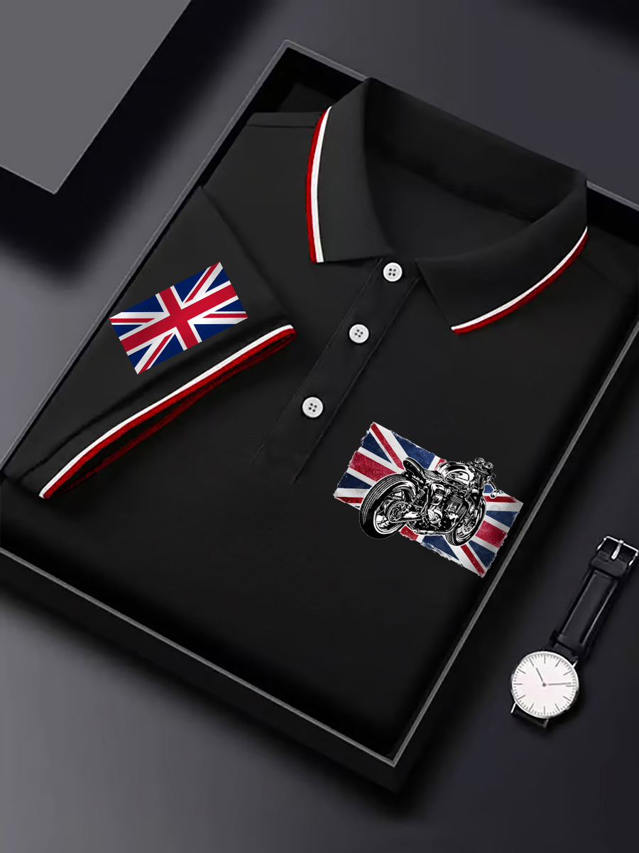 Men's Motorcycle Lovers British Flag Print Casual Top