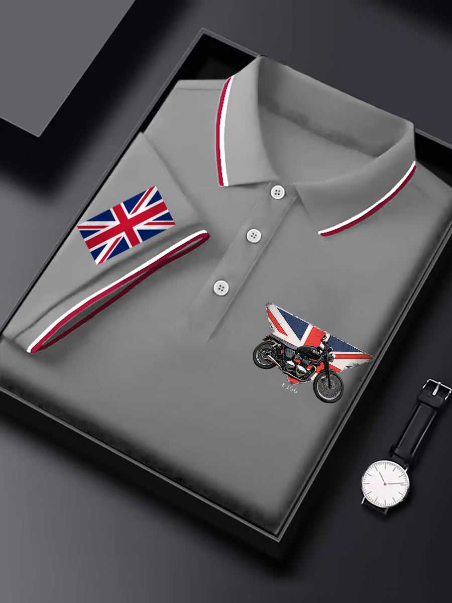 Men's Vintage Motorcycle Lovers British Flag Print Casual Top