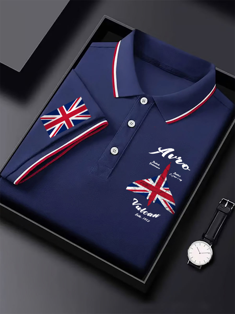 Men's Vintage British Flag Avro Vulcan RAF Nuclear Bomber Print Casual Top