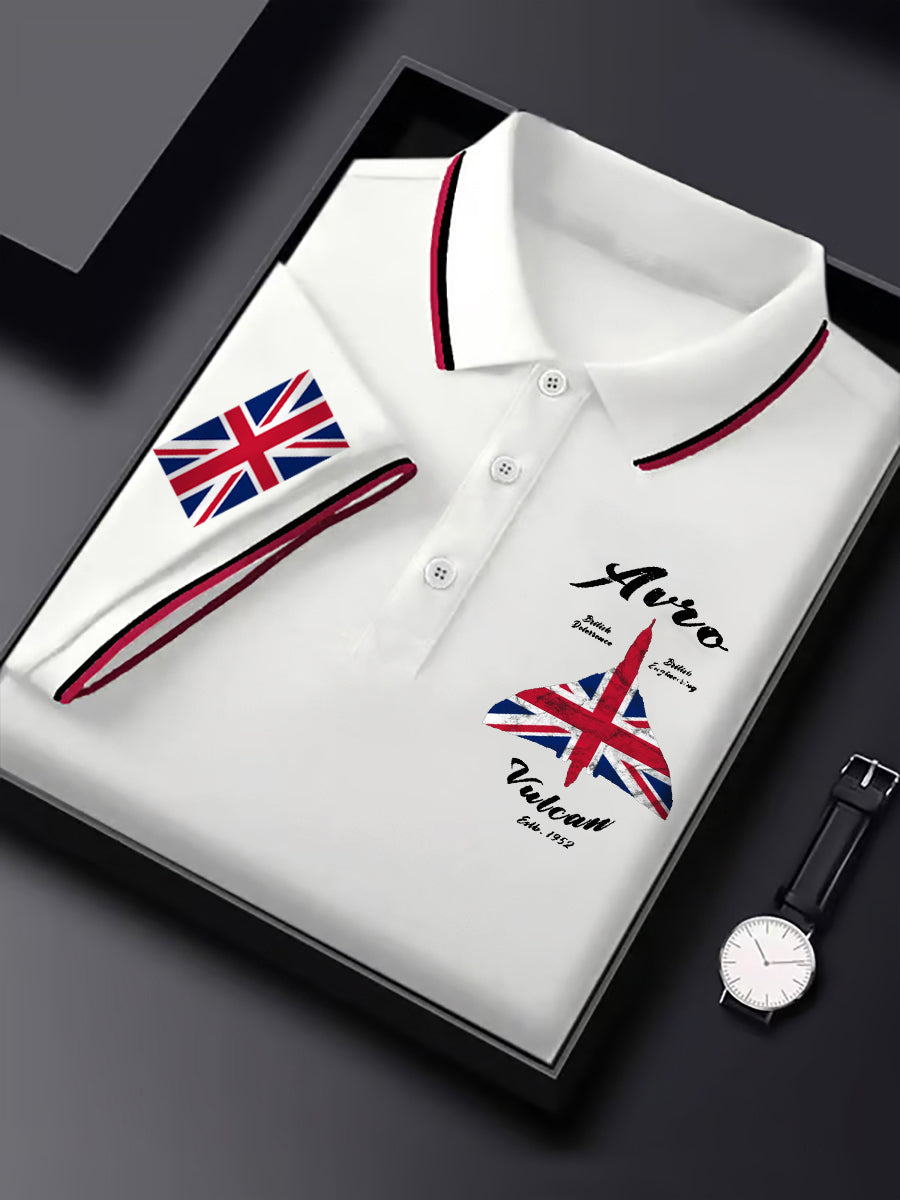 Men's Vintage British Flag Avro Vulcan RAF Nuclear Bomber Print Casual Top