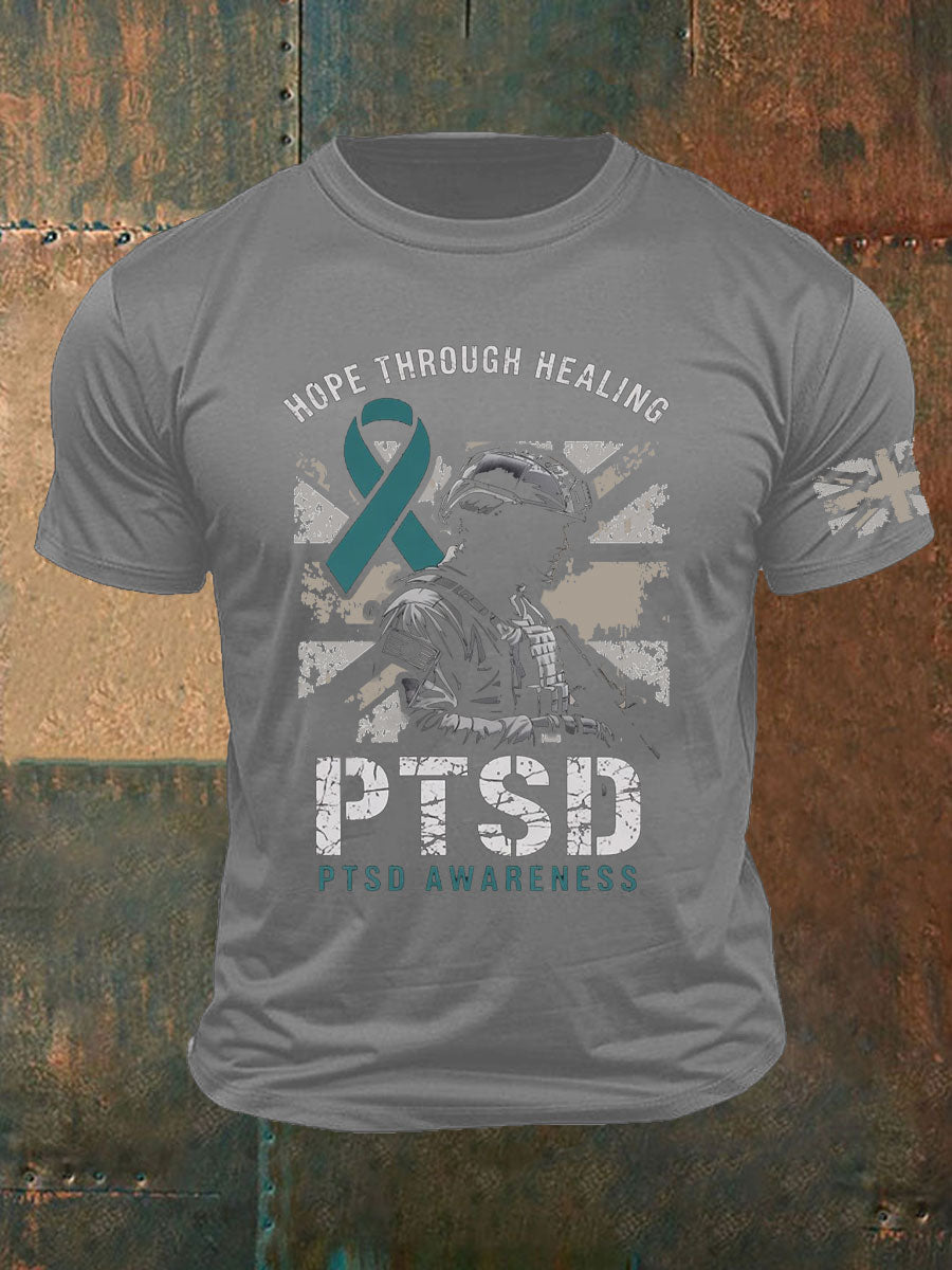 Men's PTSD Awareness Veteran Printed T-shirt