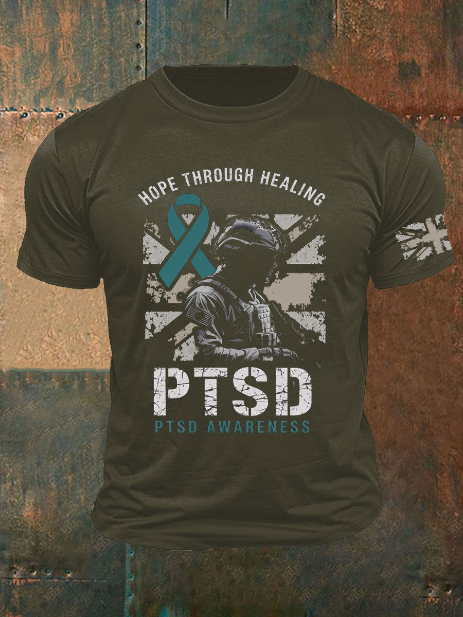 Men's PTSD Awareness Veteran Printed T-shirt