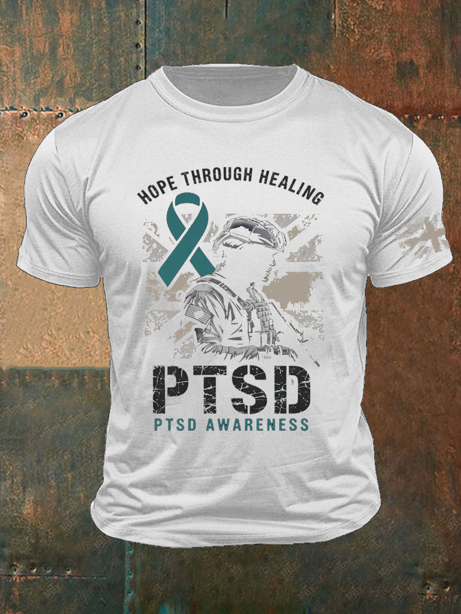 Men's PTSD Awareness Veteran Printed T-shirt