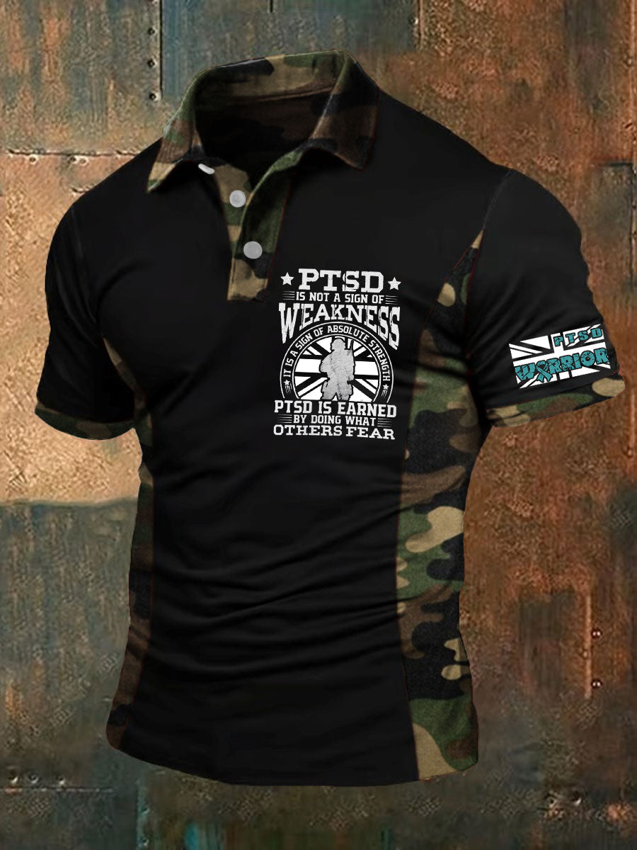 Men's PTSD Awareness Veteran Printed Casual Tops