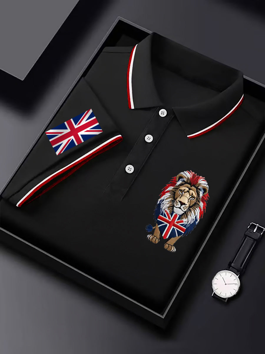 Men's British Flag Lion Print Casual Top