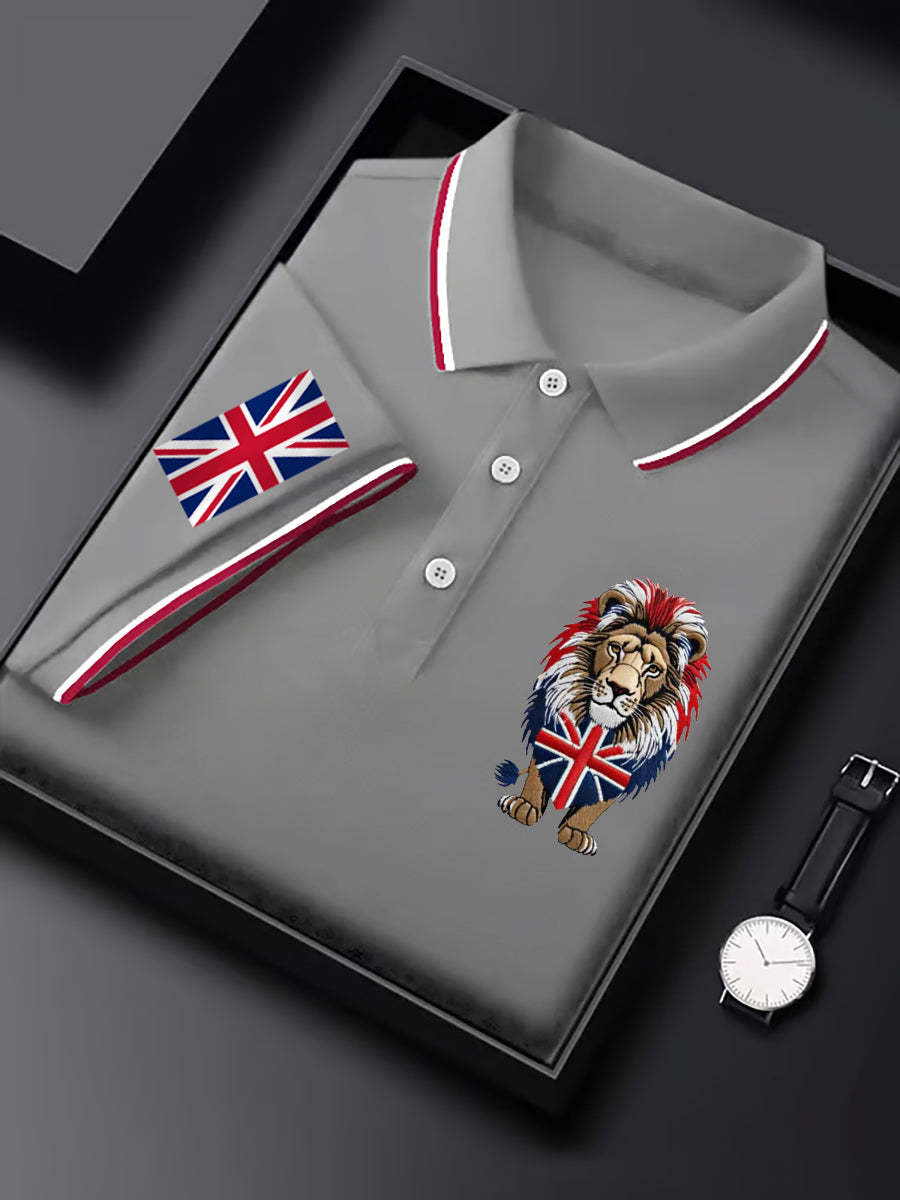 Men's British Flag Lion Print Casual Top