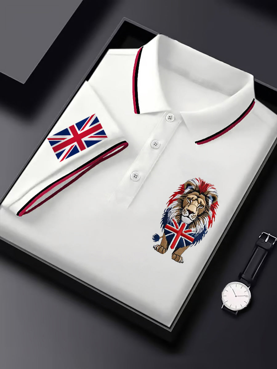 Men's British Flag Lion Print Casual Top