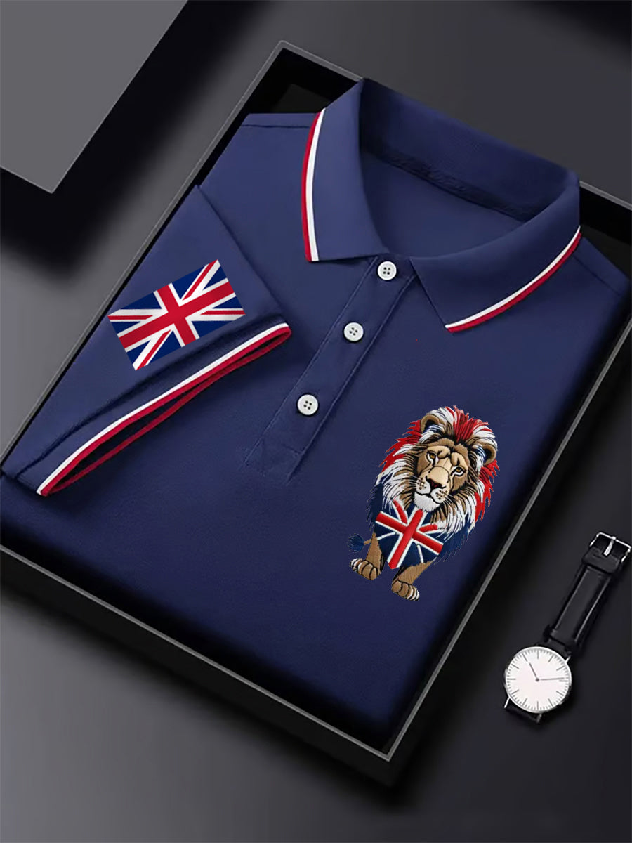 Men's British Flag Lion Print Casual Top