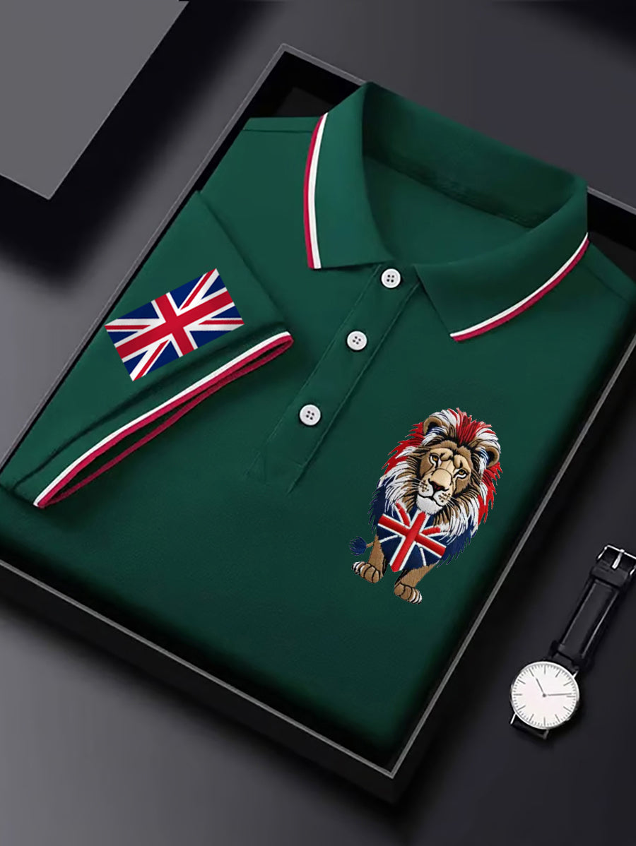 Men's British Flag Lion Print Casual Top
