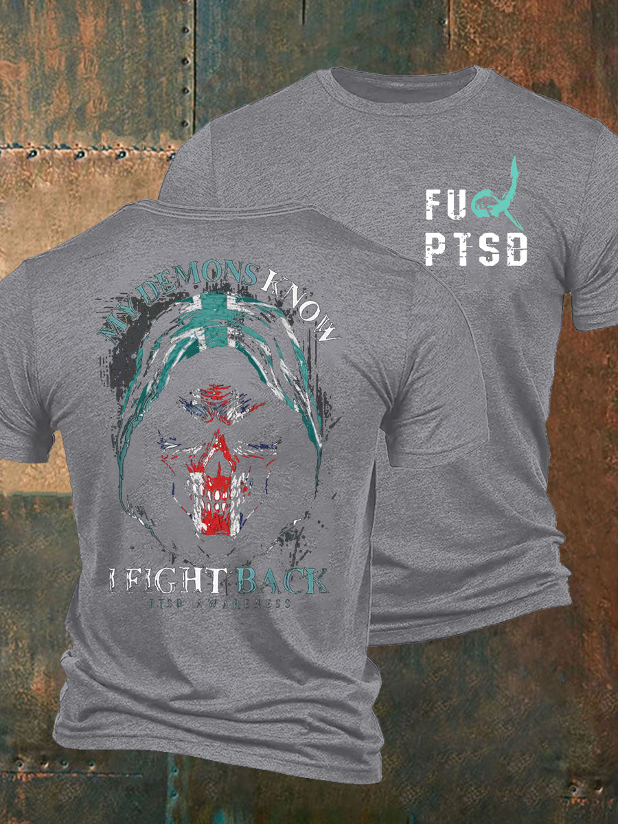 Men's PTSD Awareness Veteran Printed T-shirt