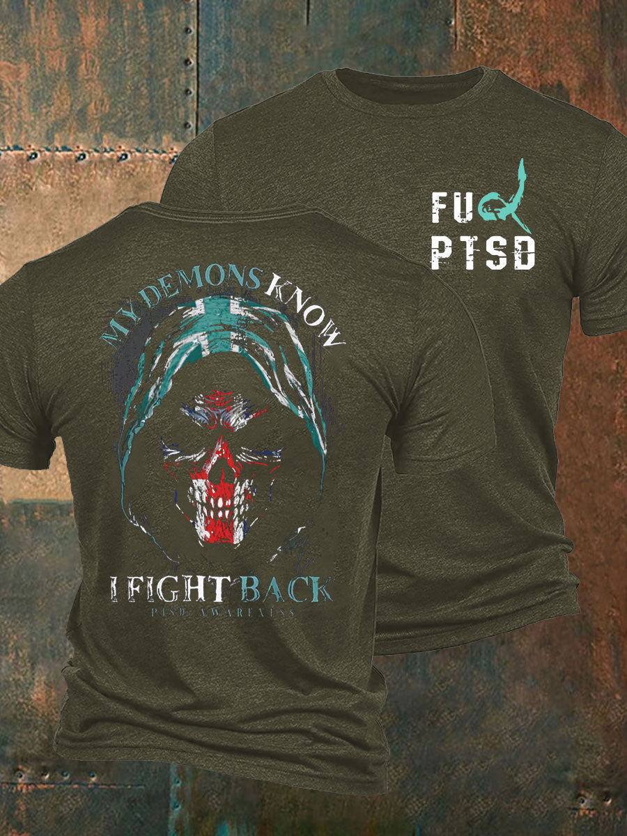 Men's PTSD Awareness Veteran Printed T-shirt
