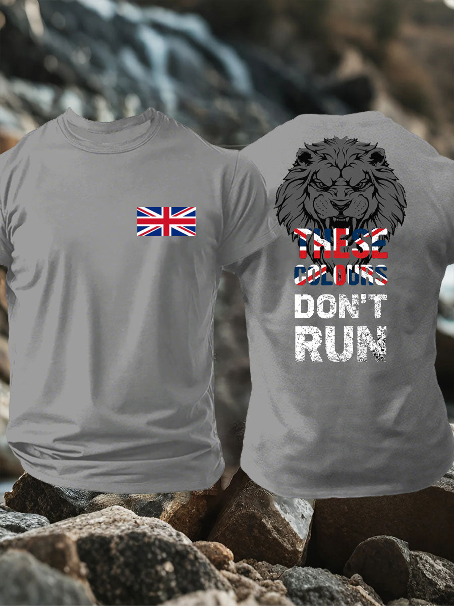 Men's UK Flag Lion Patriotic Printed T-shirt