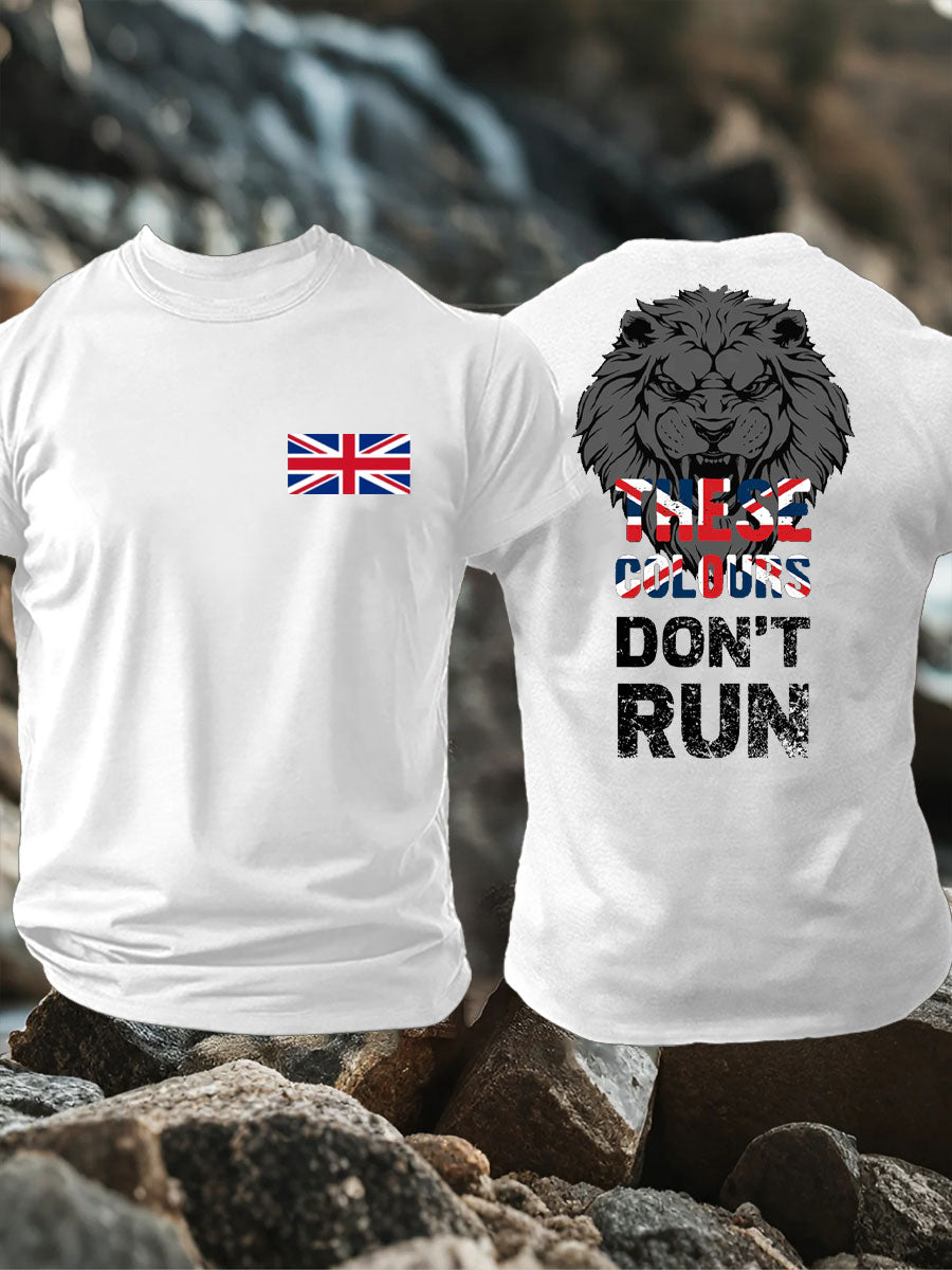 Men's UK Flag Lion Patriotic Printed T-shirt