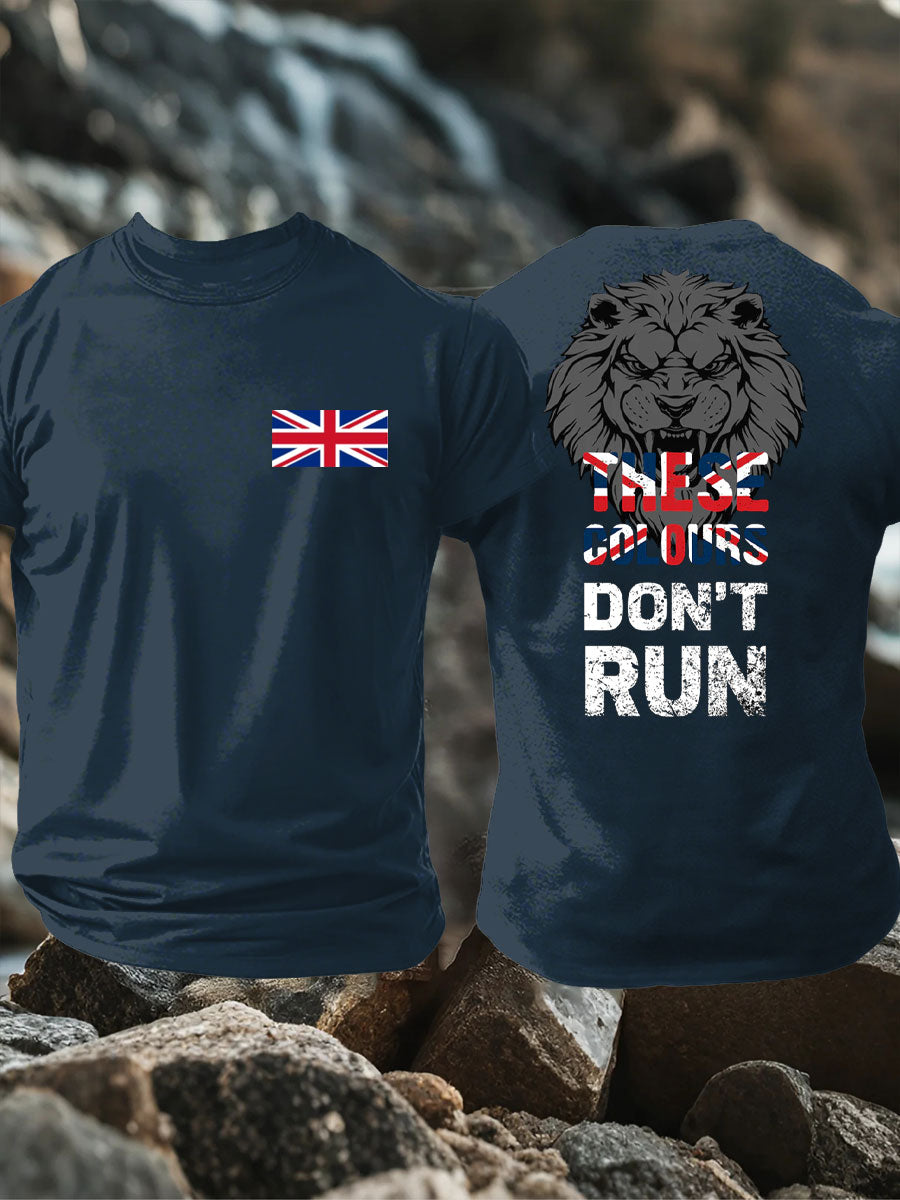 Men's UK Flag Lion Patriotic Printed T-shirt