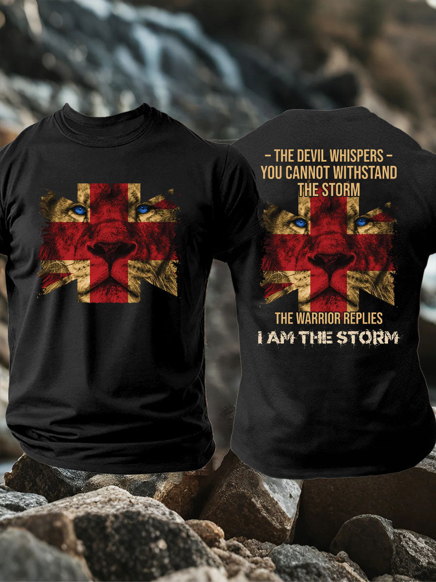 Men's UK Flag Lion Patriotic Printed T-shirt