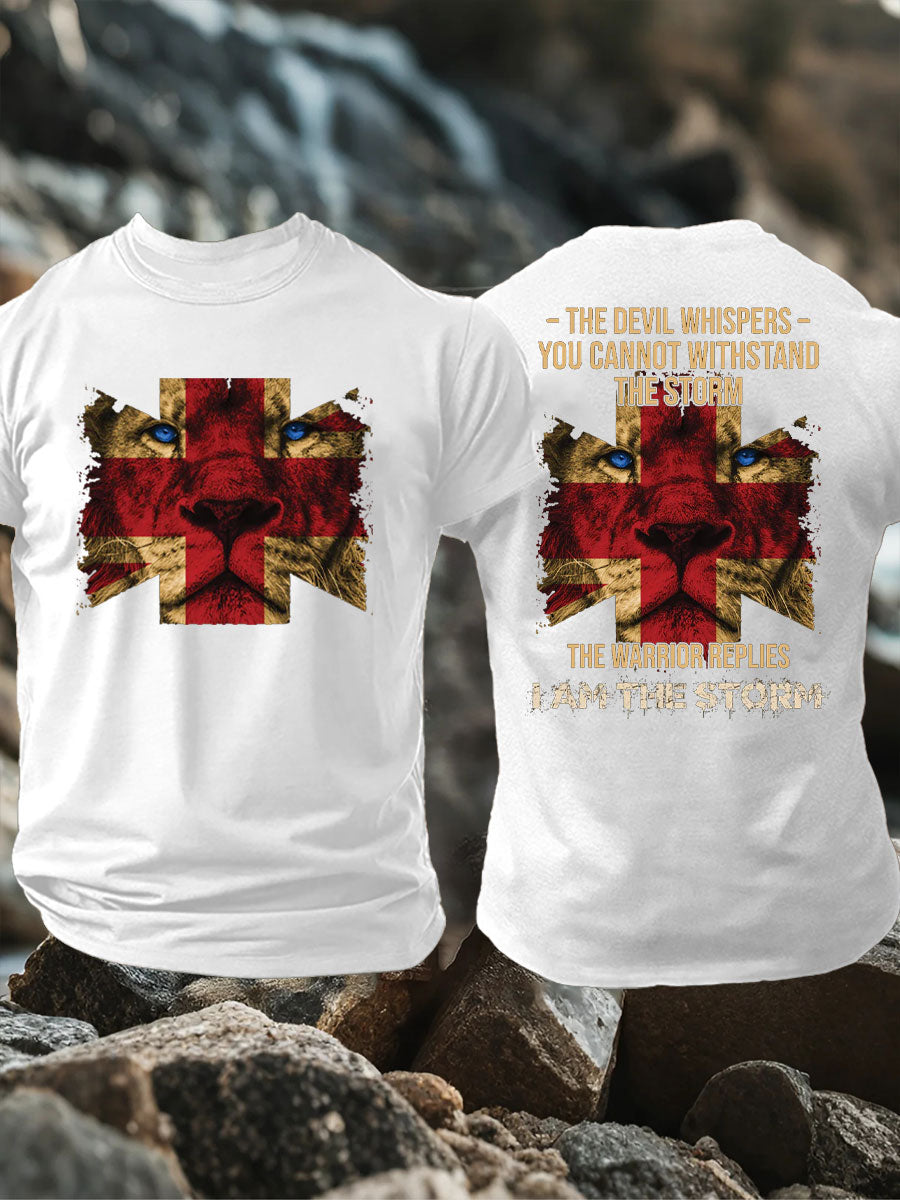 Men's UK Flag Lion Patriotic Printed T-shirt