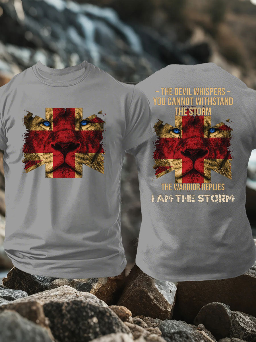 Men's UK Flag Lion Patriotic Printed T-shirt