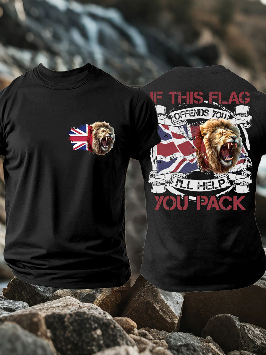 Men's UK Flag Lion Patriotic Printed T-shirt