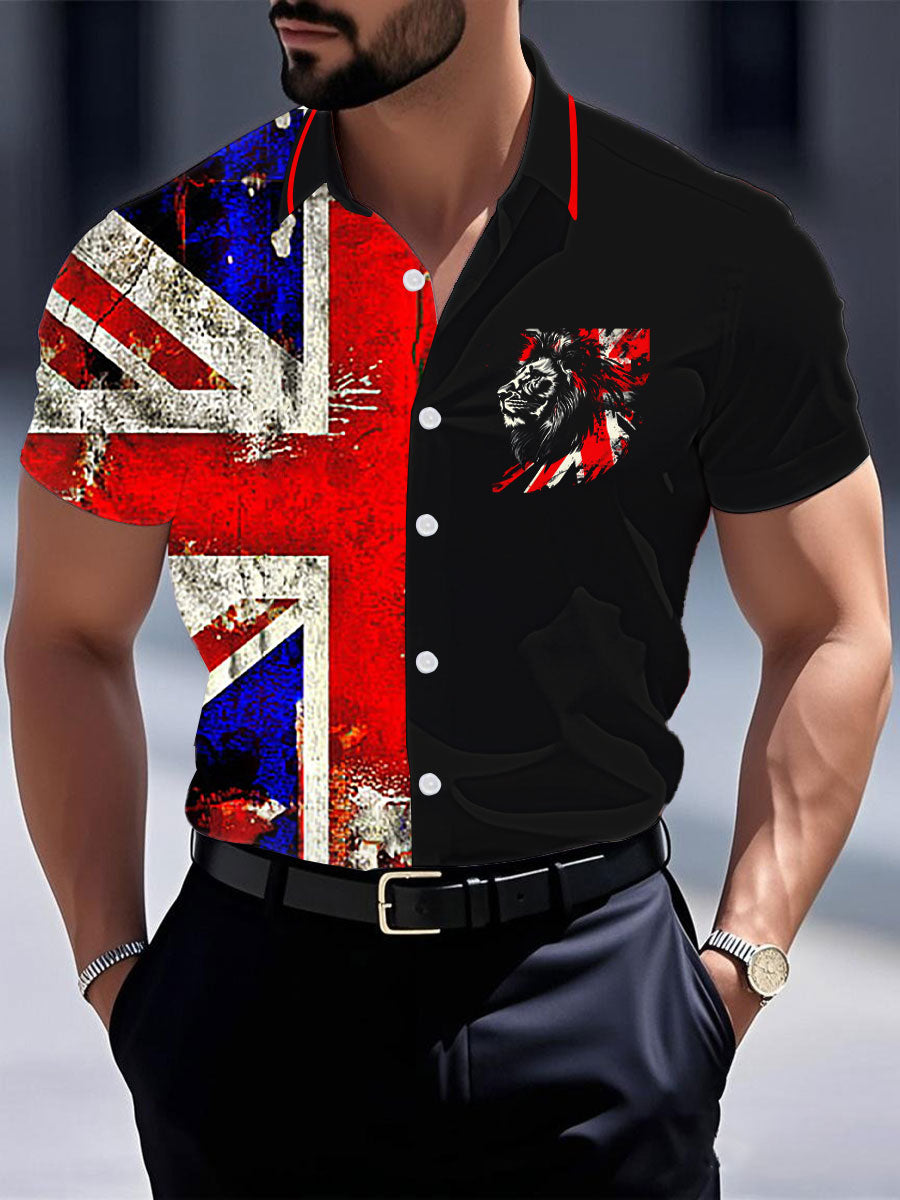 Men's Vintage England Flag Lion Casual Shirt