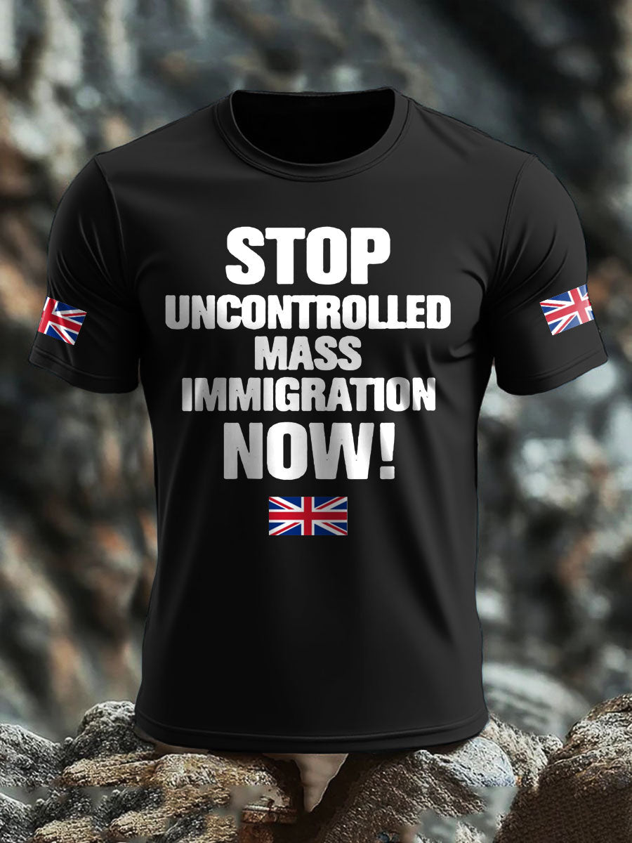 Men's UK Immigrant Stop Importing Start Deporting Printed T-shirt
