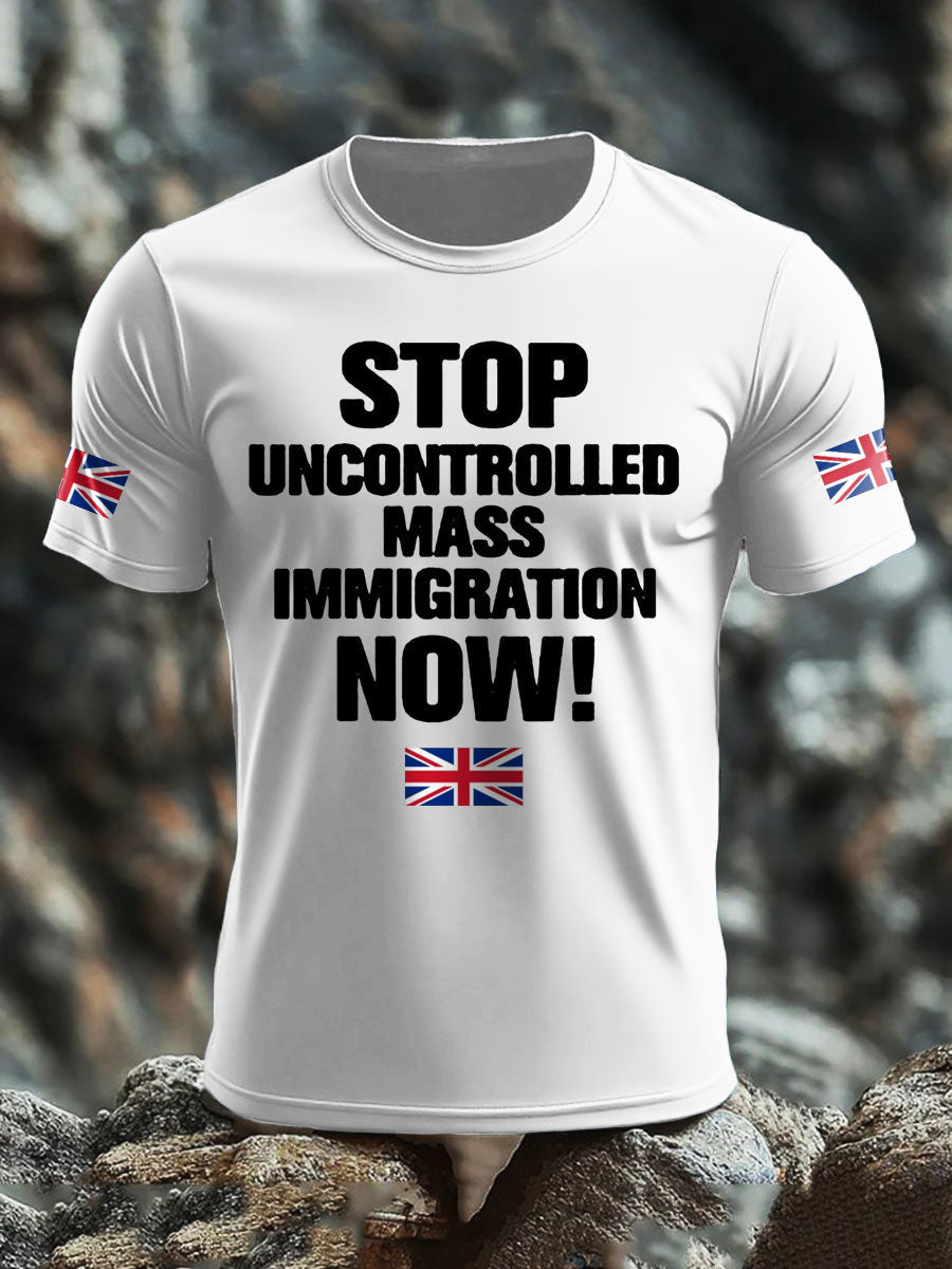 Men's UK Immigrant Stop Importing Start Deporting Printed T-shirt