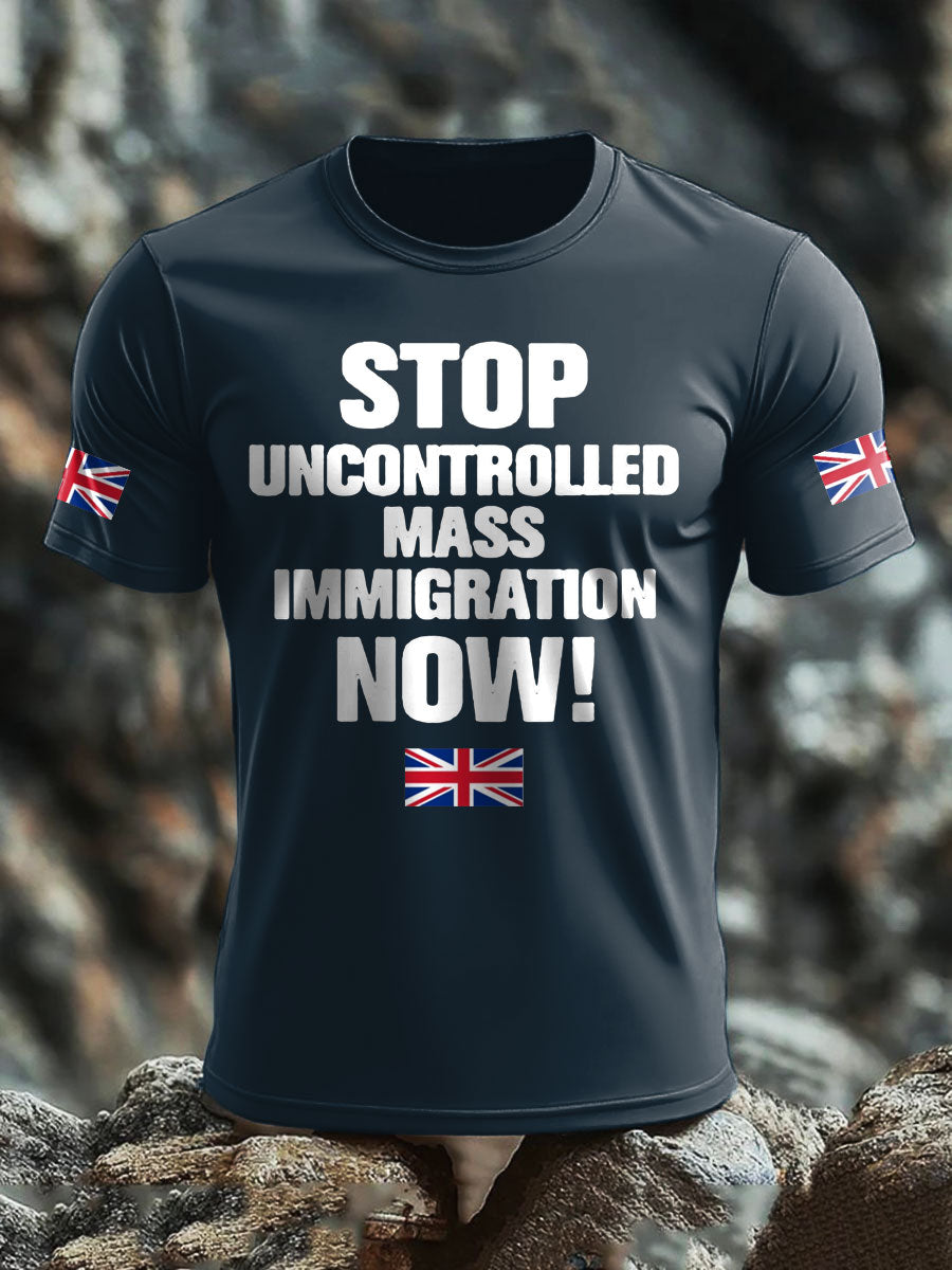 Men's UK Immigrant Stop Importing Start Deporting Printed T-shirt