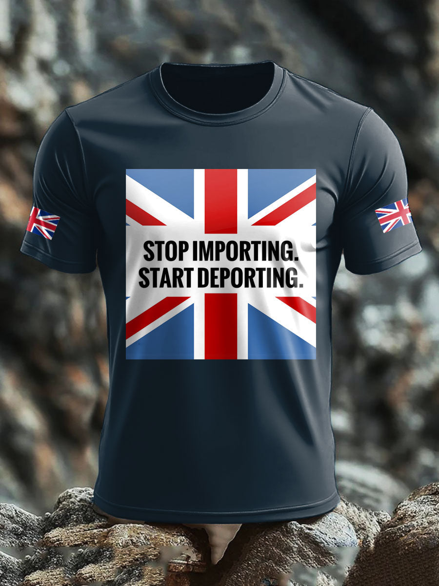 Men's UK Immigrant Stop Importing Start Deporting Printed T-shirt