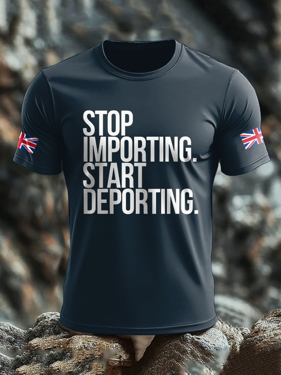 Men's UK Immigrant Stop Importing Start Deporting Printed T-shirt
