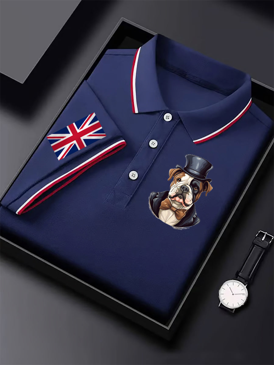 Men's Vintage England Flag Dog Casual Shirt