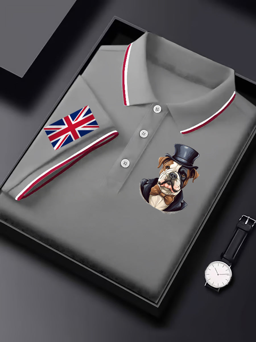 Men's Vintage England Flag Dog Casual Shirt