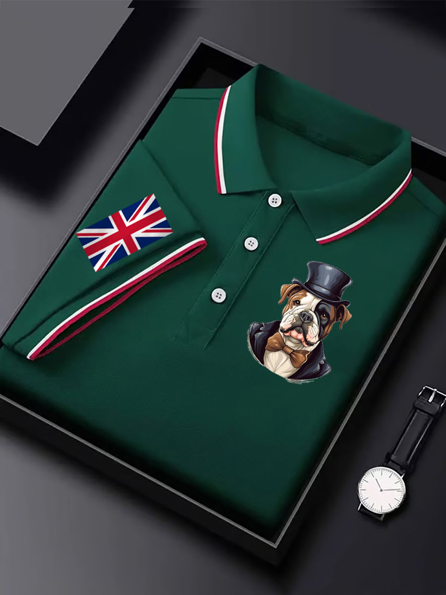 Men's Vintage England Flag Dog Casual Shirt