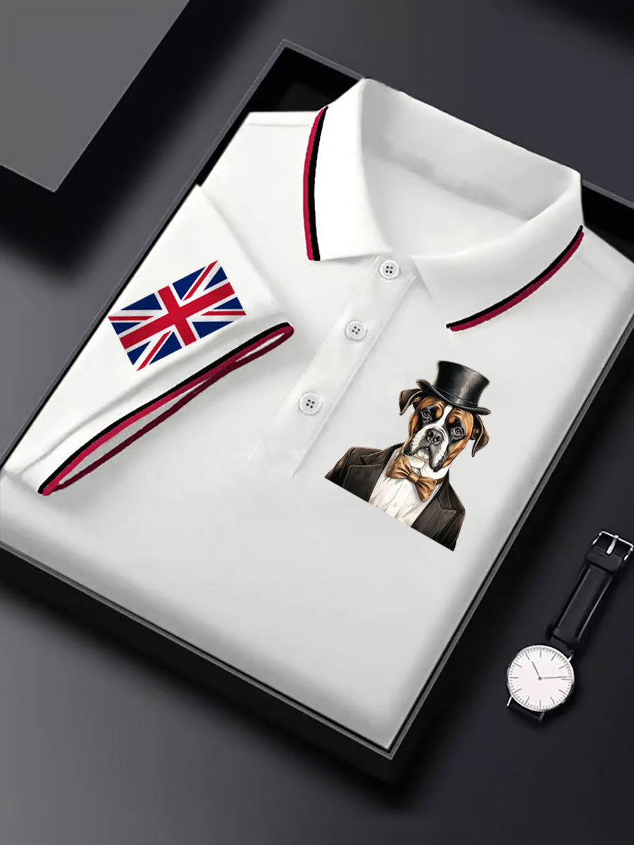 Men's Vintage England Flag Dog Casual Shirt