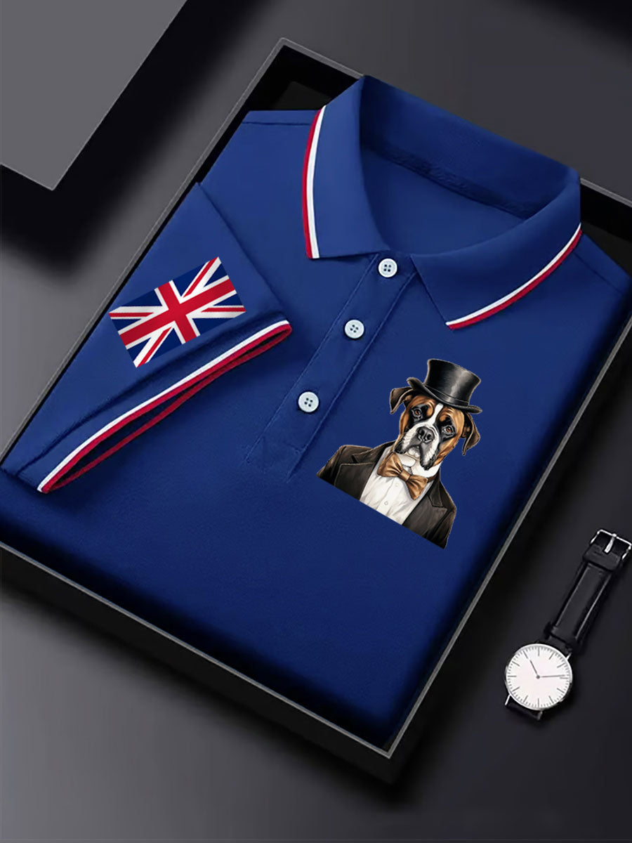 Men's Vintage England Flag Dog Casual Shirt