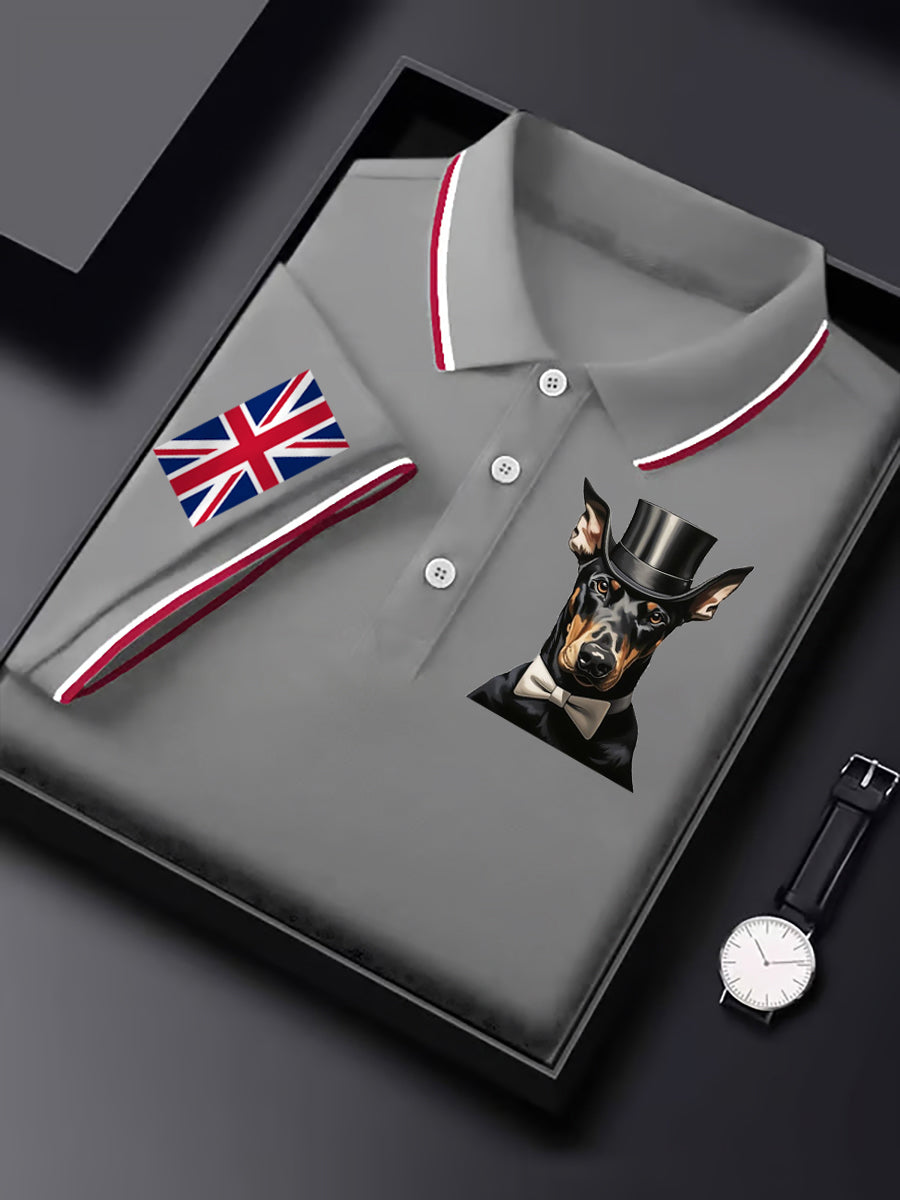 Men's Vintage England Flag Dog Casual Shirt