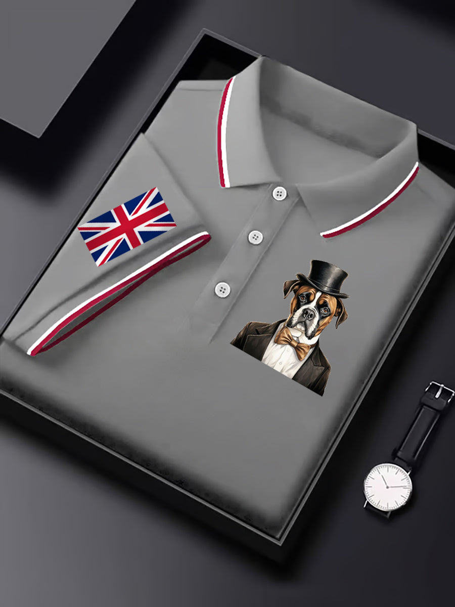 Men's Vintage England Flag Dog Casual Shirt