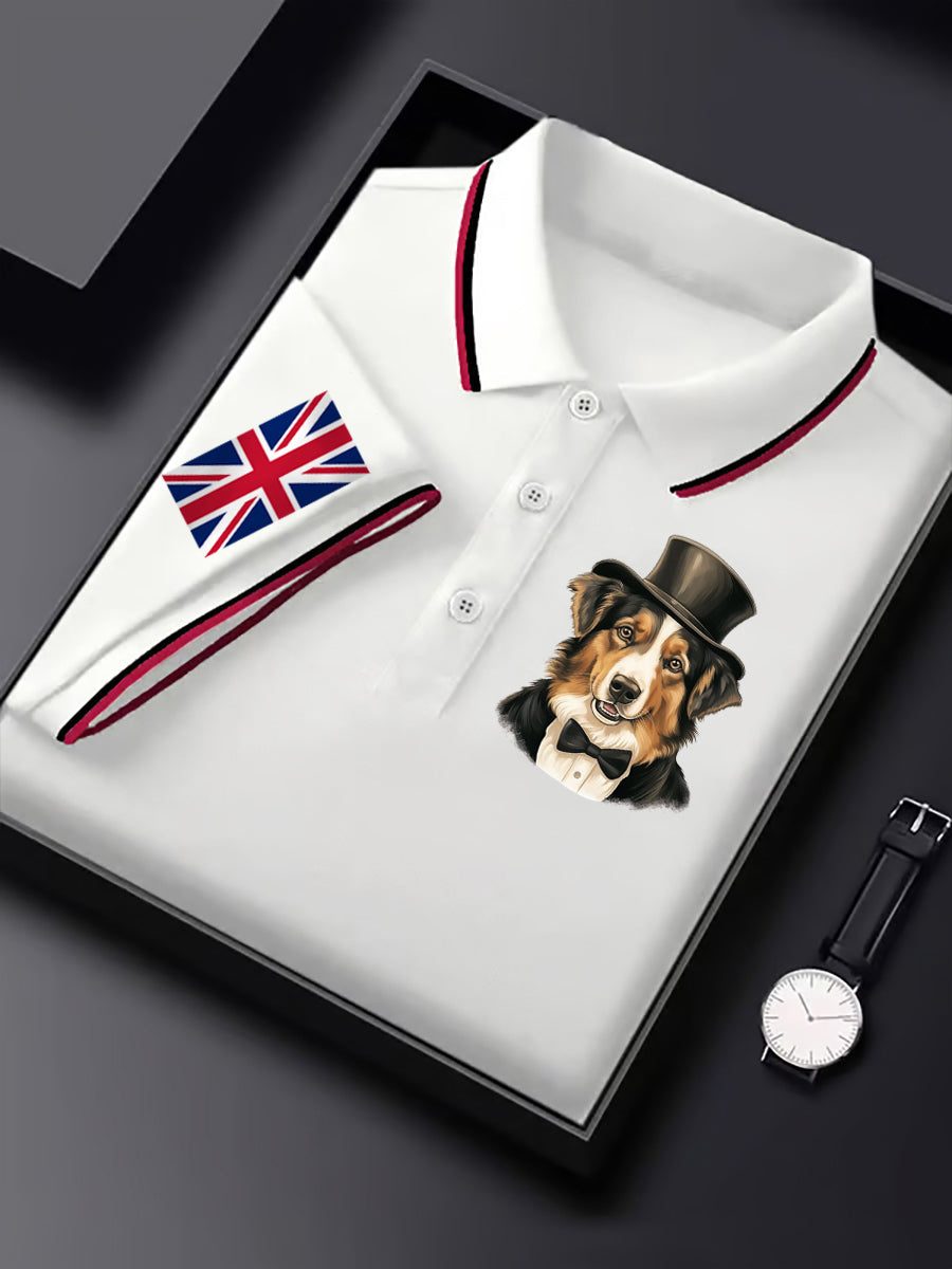 Men's Vintage England Flag Dog Casual Shirt