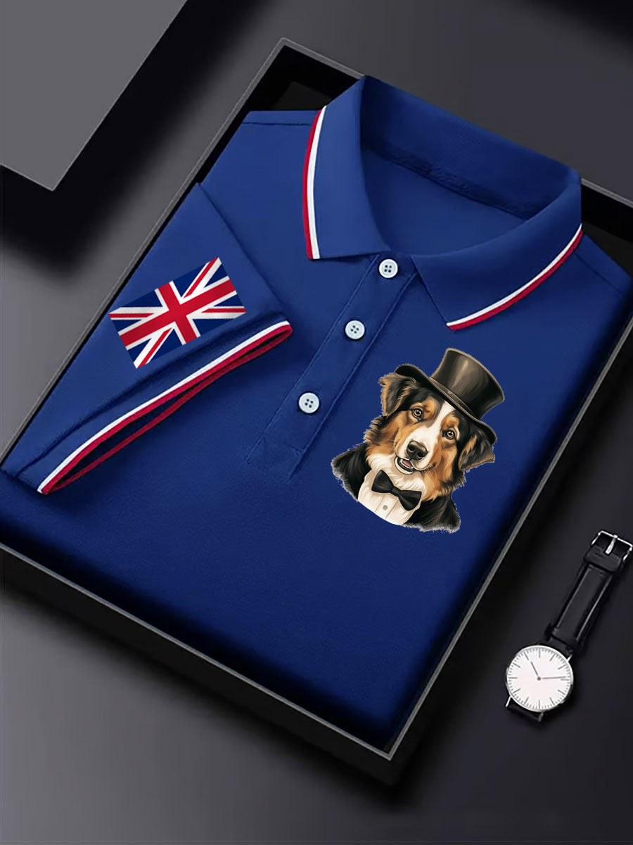 Men's Vintage England Flag Dog Casual Shirt