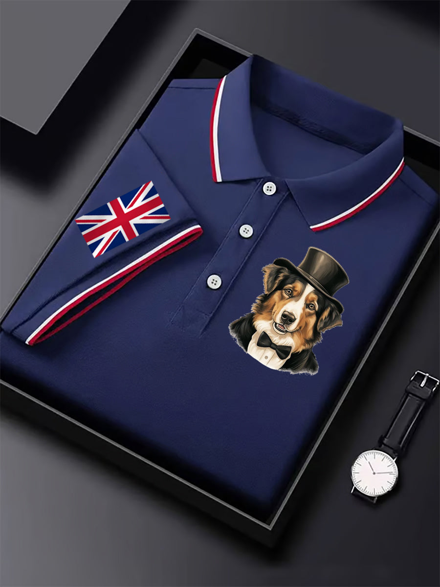 Men's Vintage England Flag Dog Casual Shirt