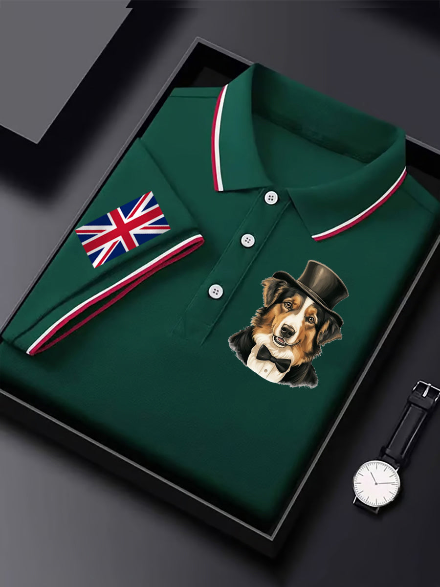 Men's Vintage England Flag Dog Casual Shirt