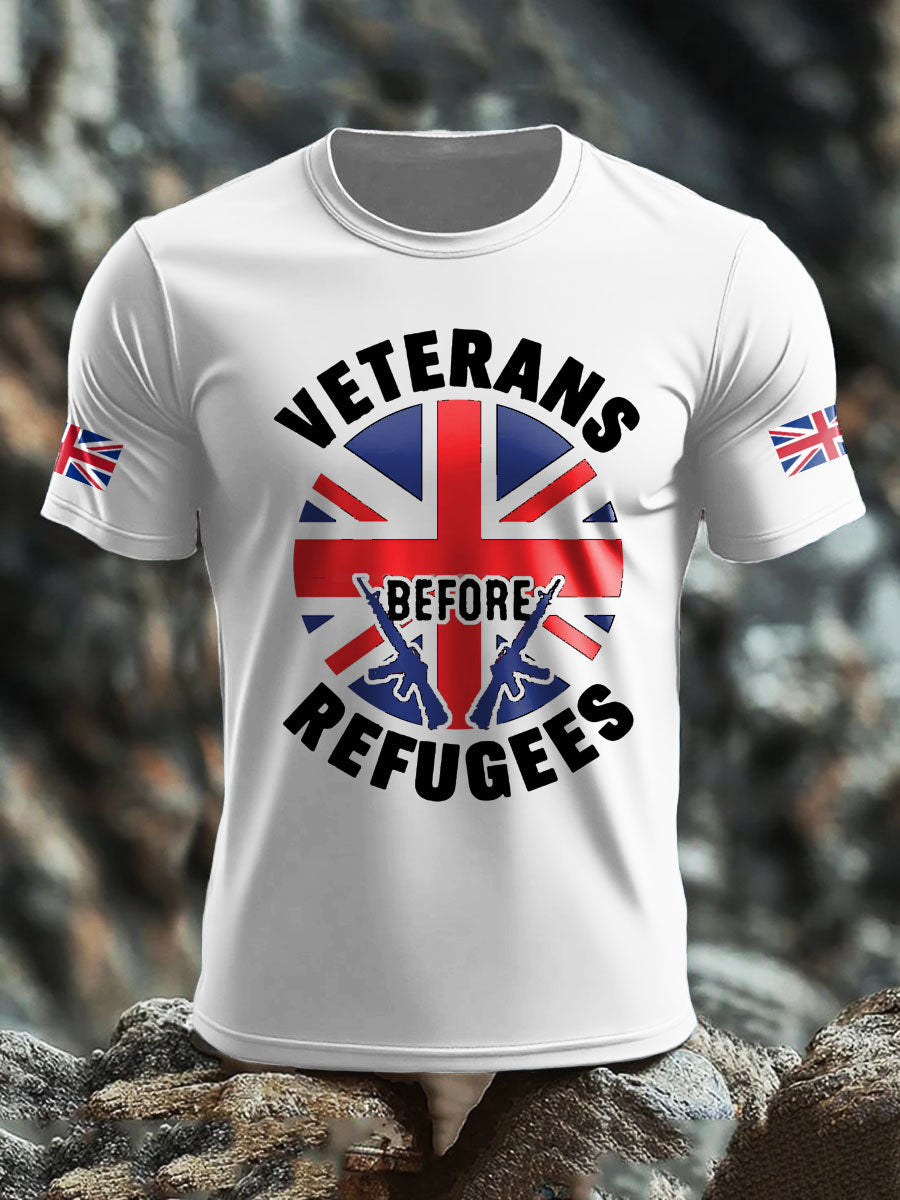 Men's UK Flag Stop Illegal Immigration Printed T-shirt