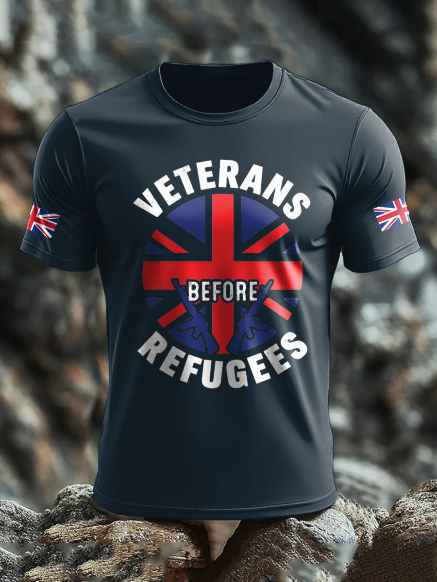 Men's UK Flag Stop Illegal Immigration Printed T-shirt