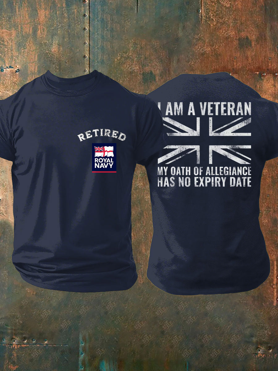 Men's Retired Navy Veteran Printed T-shirt