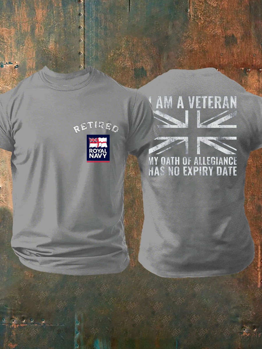 Men's Retired Navy Veteran Printed T-shirt