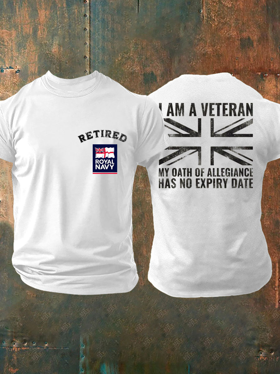 Men's Retired Navy Veteran Printed T-shirt