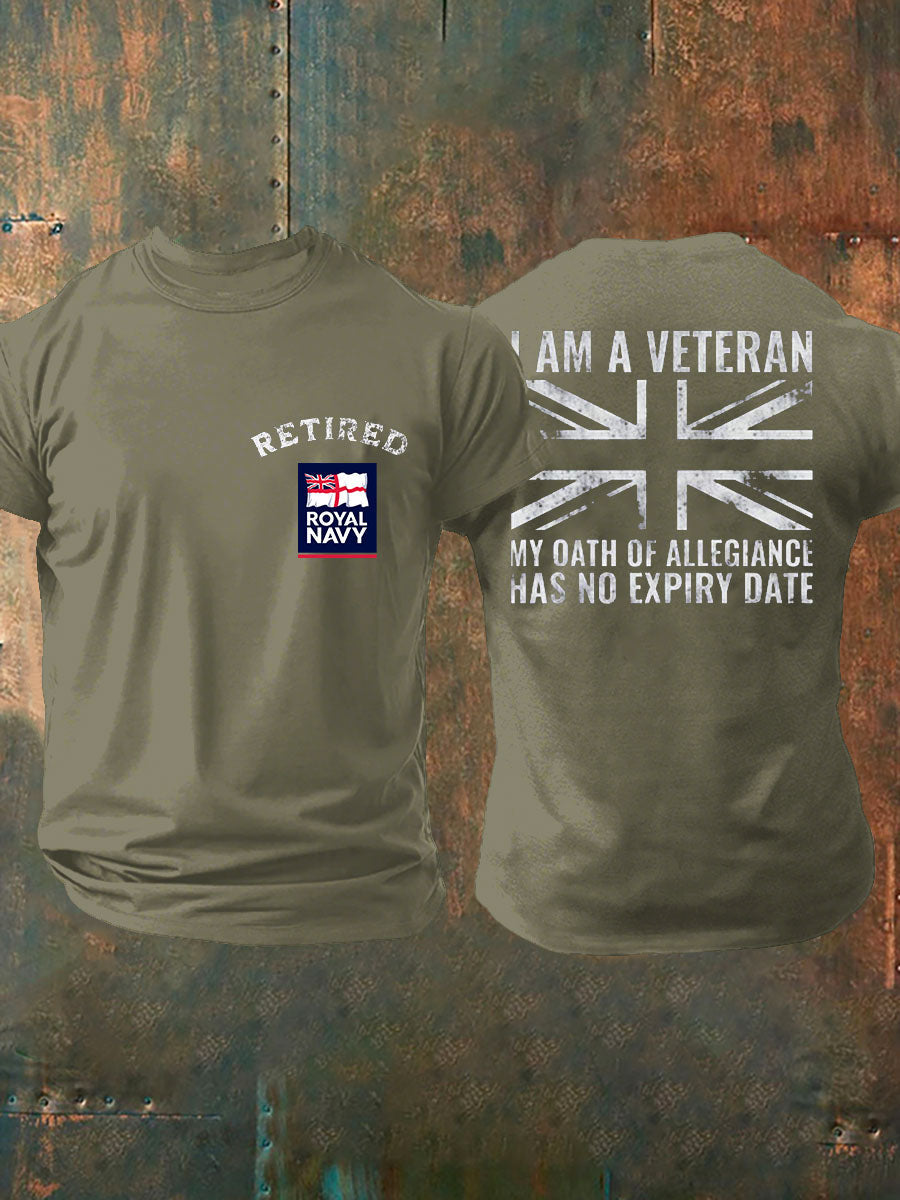 Men's Retired Navy Veteran Printed T-shirt