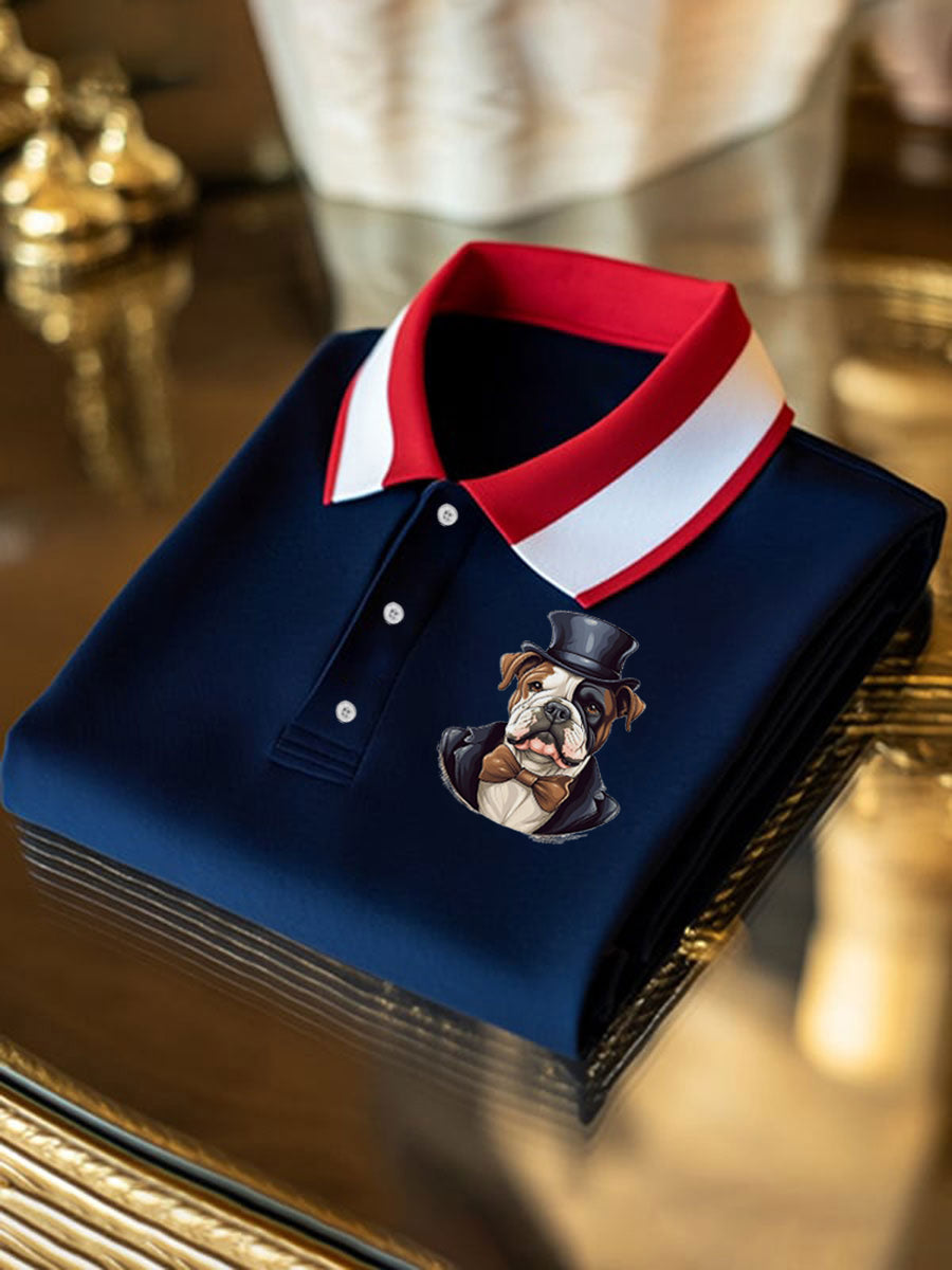 Men's Vintage England Flag Dog Casual Shirt