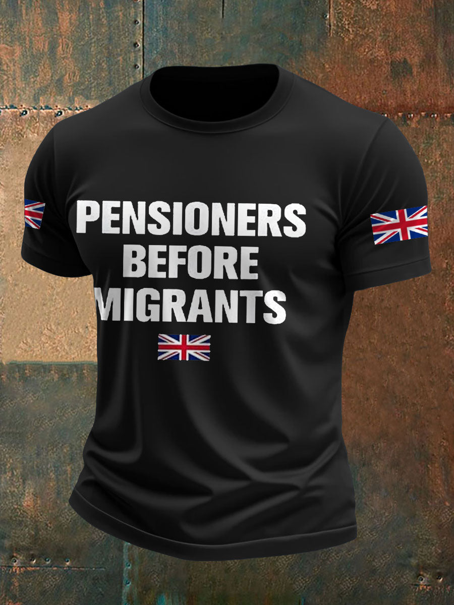 Men's UK Immigration Veterans Before Refugees Printed T-shirt