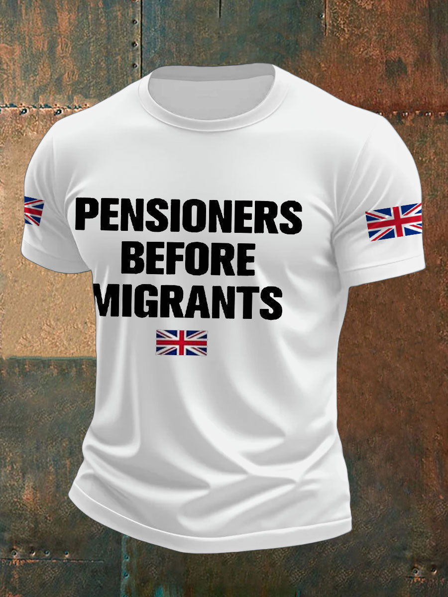 Men's UK Immigration Veterans Before Refugees Printed T-shirt